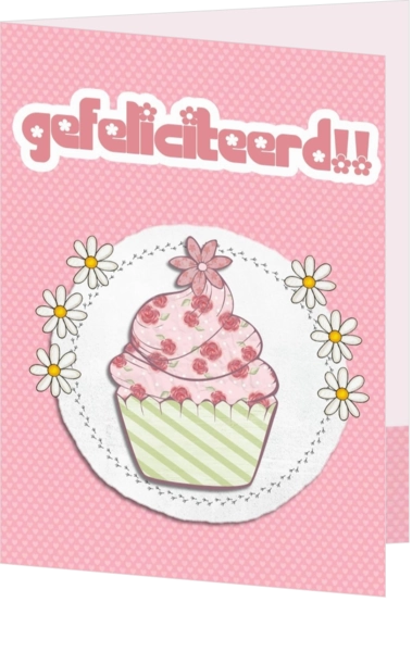 verjaardagskaart kind cupcake roze