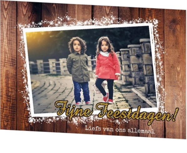 Kerstkaart foto hout