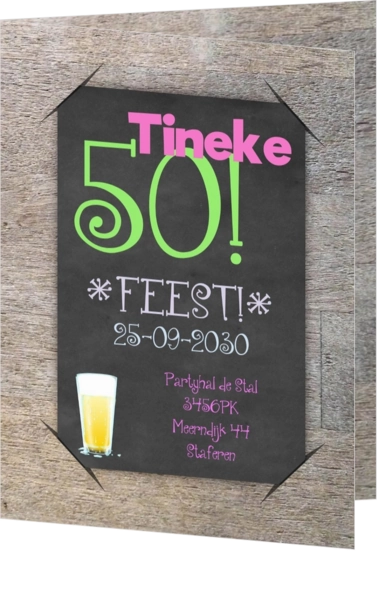 Uitnodigingskaart 50 jaar bier