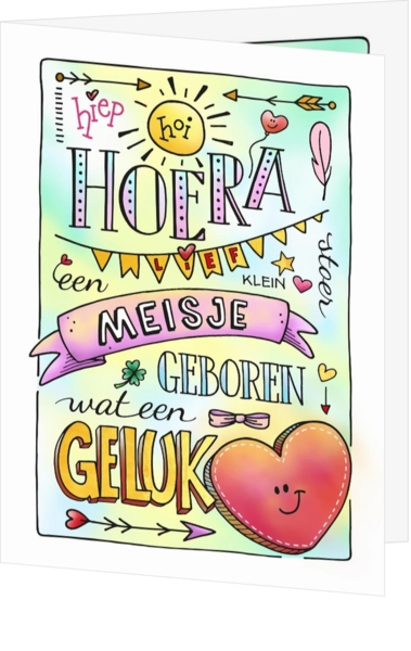 Felicitatie geboorte voor meisje handlettering