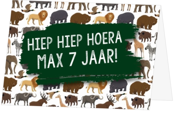 Verjaardagskaart wilde dieren