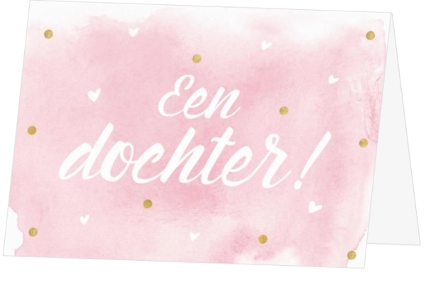 Felicitatiekaart dochter op aquarel roze