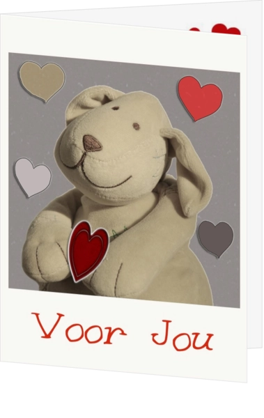 Liefdeskaart hondje met hartjes 