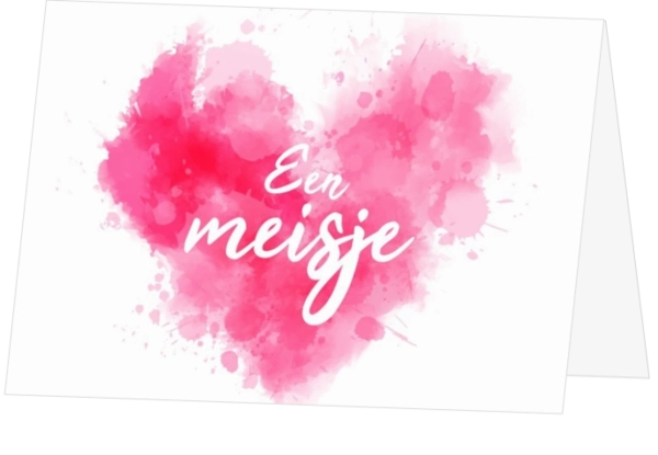 Felicitatiekaart geboorte hart roze