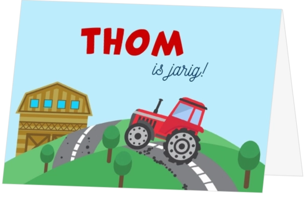 Verjaardagskaart met een tractor