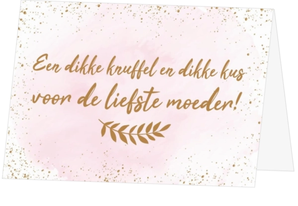 Liefste moeder kaart aquarel roze met glitter