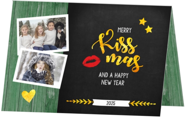 Kerstkaart Kissmas met eigen foto's