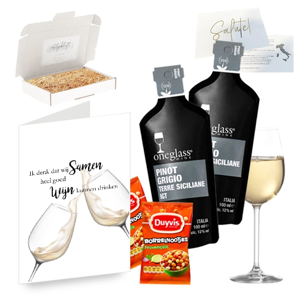 Borrel gift box - Two glass wine - samen wijnen