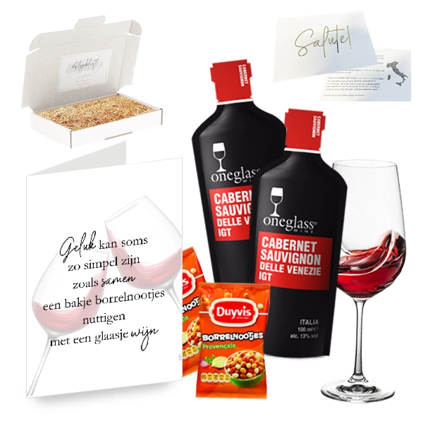 Borrel gift box - Two glass wine - Geluk