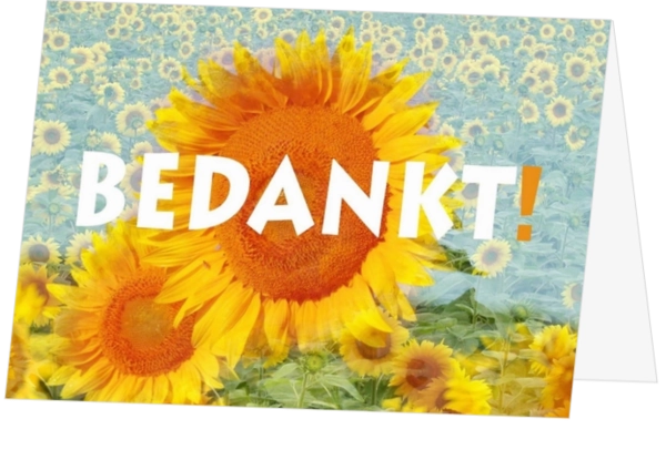 Bedankt kaart zonnebloemen