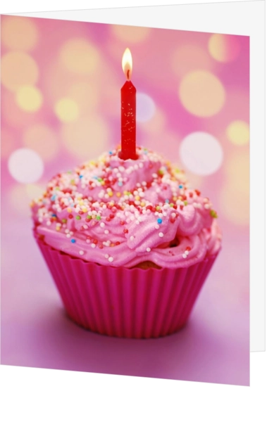 verjaardagkaart kind cupcake roze