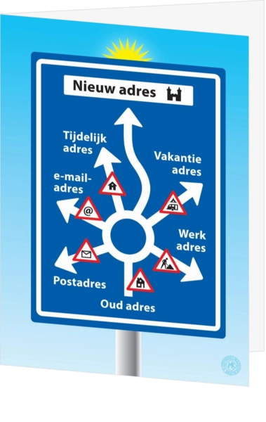 Verhuiskaart verkeersbord nieuw adres kasteel