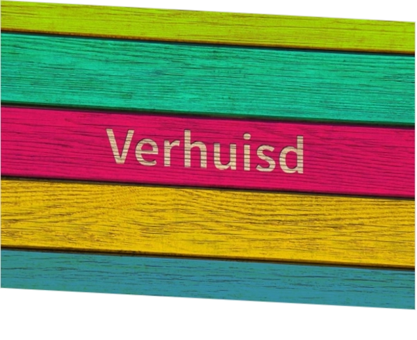 Verhuiskaart gekleurd hout