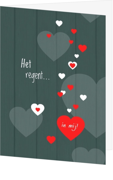 Valentijnskaart hartjes rood wit