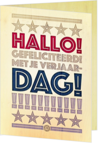 Verjaardagskaart retro hallo dag