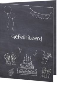 Verjaardagskaart kind krijtbord feest