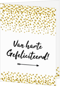 Verjaardagskaart confetti goud gefeliciteerd