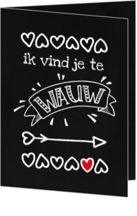 Valentijnskaart wauw zwart