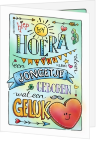 Felicitatie geboorte voor jongen handlettering