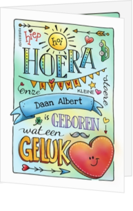 Geboortekaart jongen handlettering