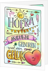 Felicitatie geboorte voor meisje handlettering