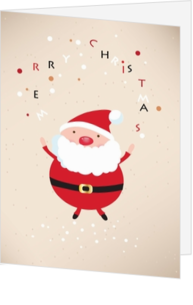 Kerstkaart jonglerende kerstman met letters