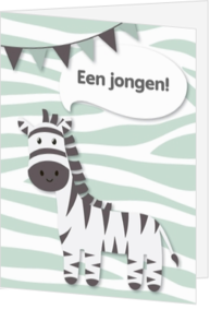 Geboorte felicitatiekaart zebra