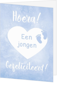 Geboorte felicitatiekaart blauw met hart