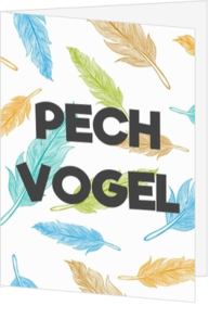 Beterschapskaart voor pechvogel met veren