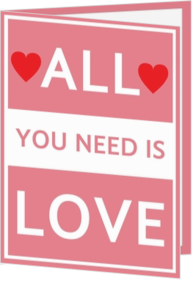 Liefdeskaart ALL YOU NEED IS LOVE roze