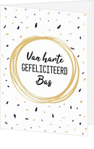 Verjaardagskaart confetti zwart en goud