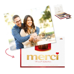 Merci chocolade doos 250 gram - Eigen foto koppel