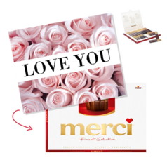 Merci chocolade doos 250 gram - Rozen love you