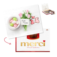 Merci chocolade doos - Eieren en tulpen