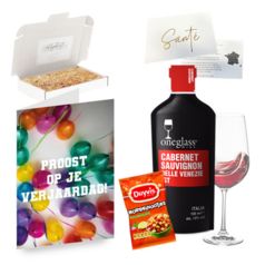 Borrel giftbox One glass Wine - Proost op je verjaardag