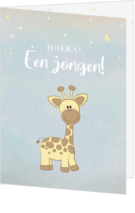 Felicitatie geboorte jongen met een schattig girafje 