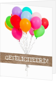 Verjaardagskaart ballonnen gefeliciteerd