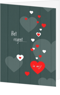 Valentijnskaart hartjes rood wit