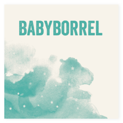 Babyborrelkaart groen/blauwe waterverf