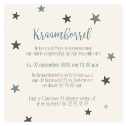 Kraamborrel - sterren silhouet blauw