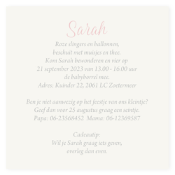 Babyborrel roze met rose foliedruk