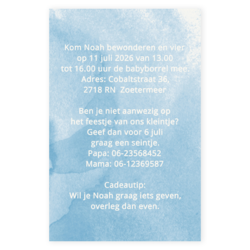 Kraamborrel blauw waterverf