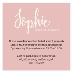 Kraamborrelkaart Sophie