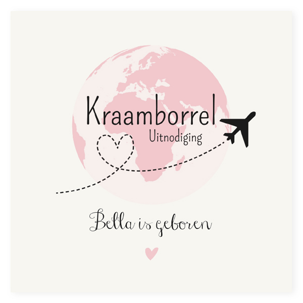 Kraamborrel wereldbol roze