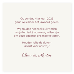 Save the date donker rood