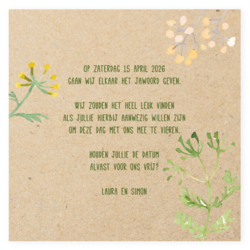 Save the date kraft met aquarel planten