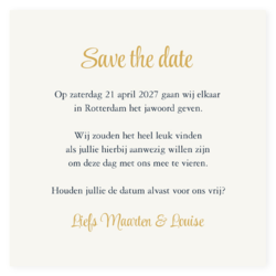 Save the date kaart stippen goud