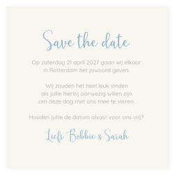 Save the date kaart met stippen in zilver foliedruk