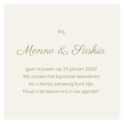 Save the date kaart parelmoerpapier