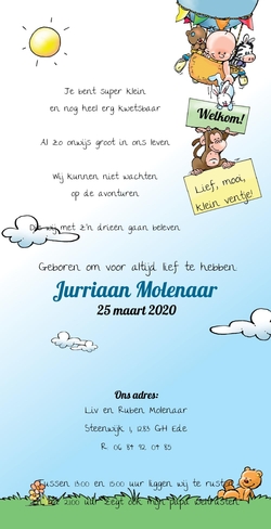 Jurriaan - Baby met dieren in een luchtballon 